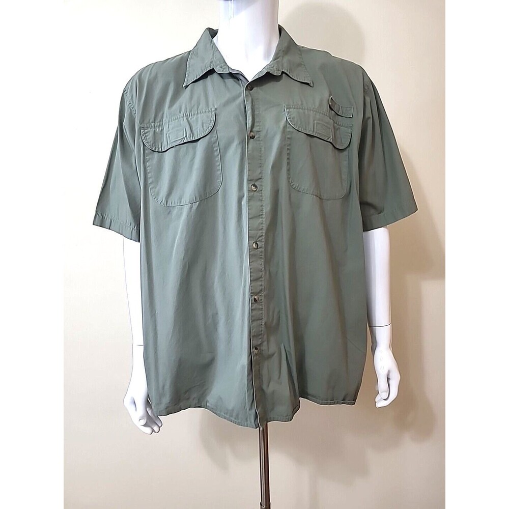 Wrangler Mens Button Up Shirt Size 2XL XXL Lightweight Green 100% Cotton